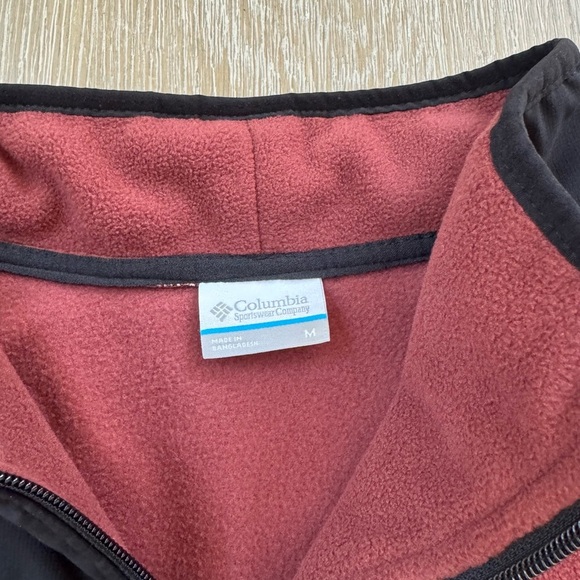 Columbia Men’s Spice Red Black Sequoia Grove Half Zip Fleece Pullover Sweater M - Picture 3 of 6